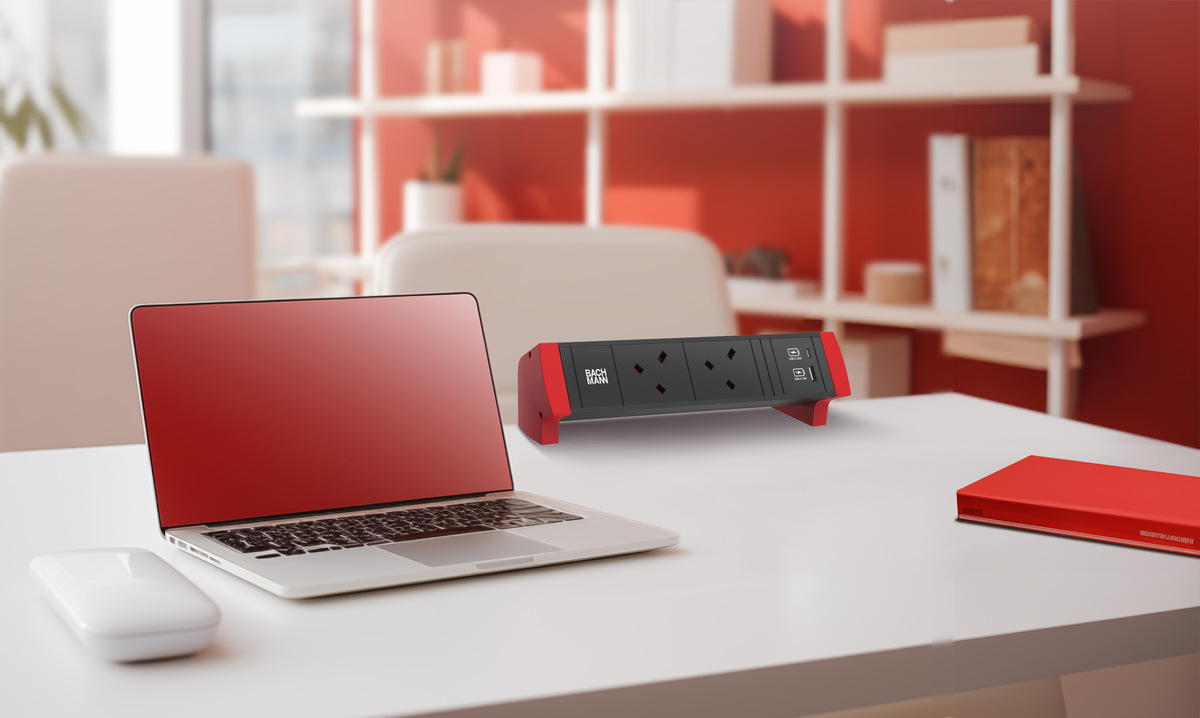 BACHMANN_YOFFICE_2xUK_USB_A+C_Red_DeskTop